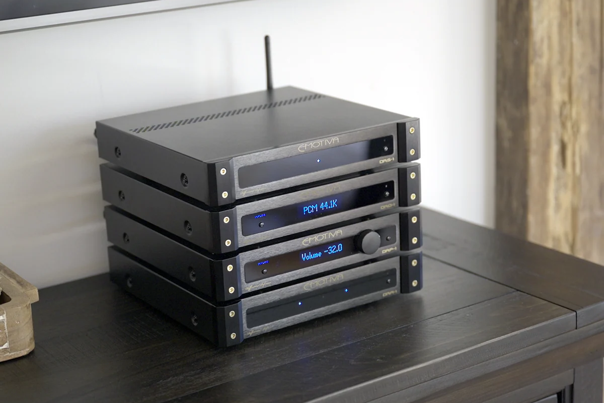 Emotiva builds the 267 mm enclosures for the DR Stack audio system of four devices