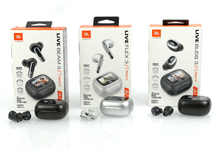JBL Live Beam 3, Buds 3 and Flex 3 headphones