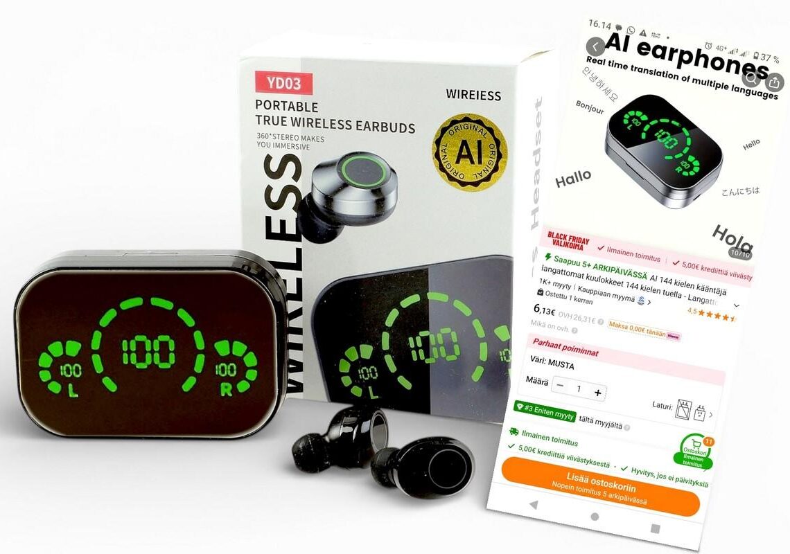 YD03 AI Translation Earbuds – lähes reaaliaikaista käännöstä 144 kielellä ja alle 7 eurolla