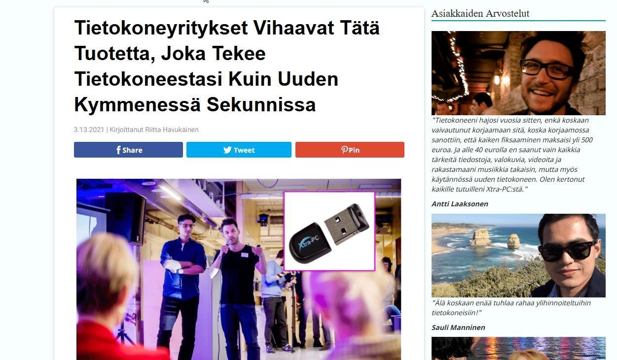 VAROITUS netin Xtra-PC tuotehuijauksesta