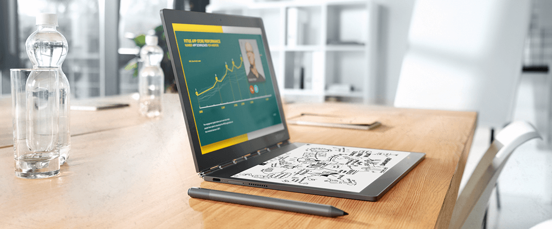 In the experiment, we used the Lenovo Yoga Book C930 computer – a multi-function tablet with a pen-like keyboard